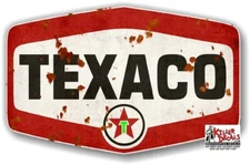 (TEXA-75) 12"X7.75" RUSTY LOOK TEXACO WITH STAR GASOLINE GAS PUMP OIL TANK DECAL