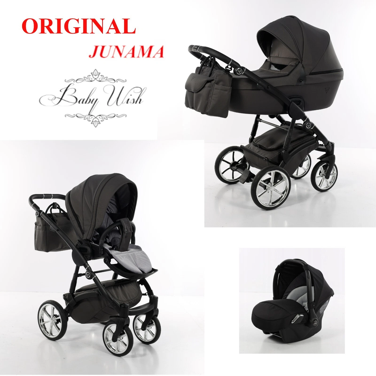 JUNAMA TERMO LINE TEX V2 BABY PRAM 3in1 PUSHCHAIR + CARRYCOT + CAR SEAT