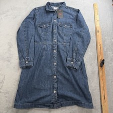 New Levi s Ellie Denim Dress Snap Buttons Womens Large Blue Western Cotton
