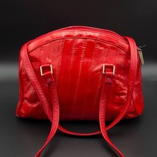 Genuine Eel Skin Red Glossy Leather Purse, Made in Korea