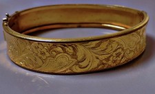 Ancien  plaqué or ALTESSE bracelet Art Nouveau 1900 jonc, décor gravé