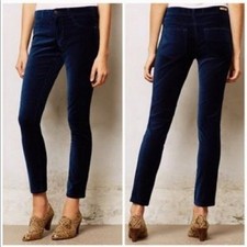 Anthropologie Pilcro  The Letterpress Sz 28 Serif Blue Velour Cord Skinny Pant
