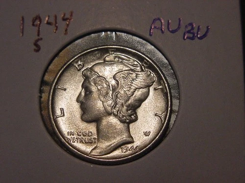 1944-S MERCURY DIME AU BU POPULAR DATE SHIPS FREE