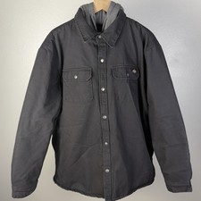 Dickies Jacket Mens 2XL Black Canvas Hooded Work Barn Coat Rancher Quilted Heavy