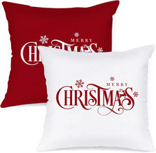20x20 Christmas Lumbar Pillow Covers Set of 2, Xmas 20" x 20" Pack of 2 Red