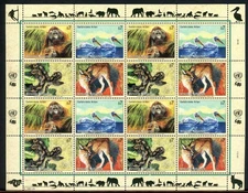 UN Vienna ZD Sheet 287-290 Mint Endangered Species #GU375