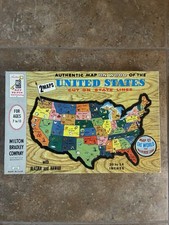 US Map On Wood Reverse Side Map Of The World Vintage Milton Bradley 1961