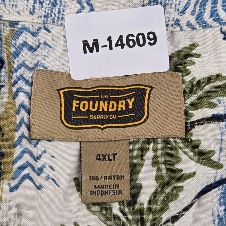 Camisa abotonada The Foundry Supply Co. para hombre 4XLT beige floral palmeras barcos Foto 2 de 4