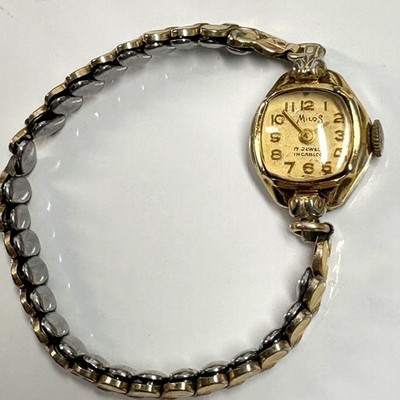 Vtg Ladies Milos 17 Jewel Watch Wristwatch Dainty Untested 