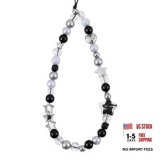 Beaded Camera Hand Strap, Cool Black Star Phone Lanyard Wrist Cute Bag Charm