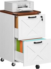 2 Drawer File Cabinet W/ Lock Under Desk Mobile Filing Cabinet Home Office White