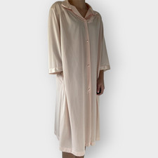 Vanity Fair Robe Vintage Satin Button Front Blush Pink Nylon Dreamy Size Large