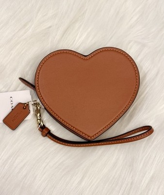 NWT Coach Heart Coin Purse in Burnished Amber with Brass hardware