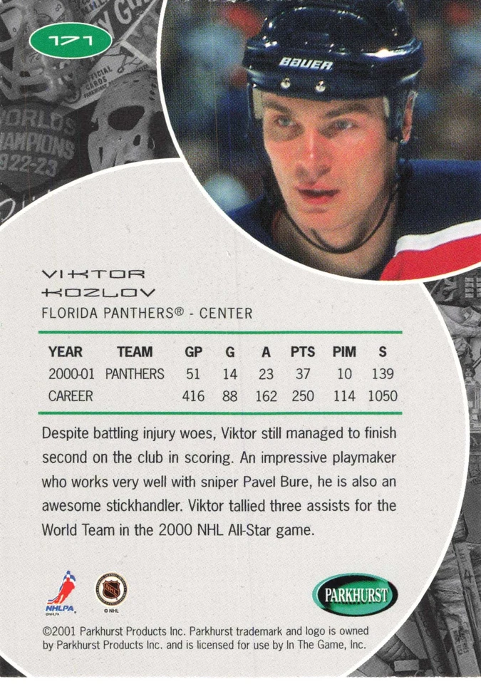 Viktor Kozlov 2001-02 Parkhurst #171 Florida Panthers Hockey - Image 2 of 2