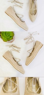 Michael Kors Tan Cream Lace Up Espadrilles Flats Size 8 / 38.5