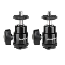 2x CAMVATE Mini Ball Head Mount Holder w/1/4" Screw & Hot Shoe Base fr LED light