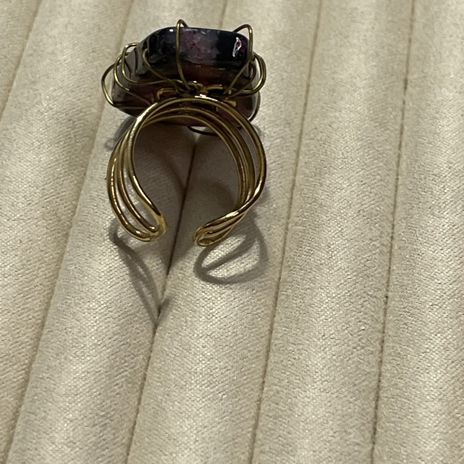Wire Wrapped Fluorite Ring - Adjustable - Smooth - image 4