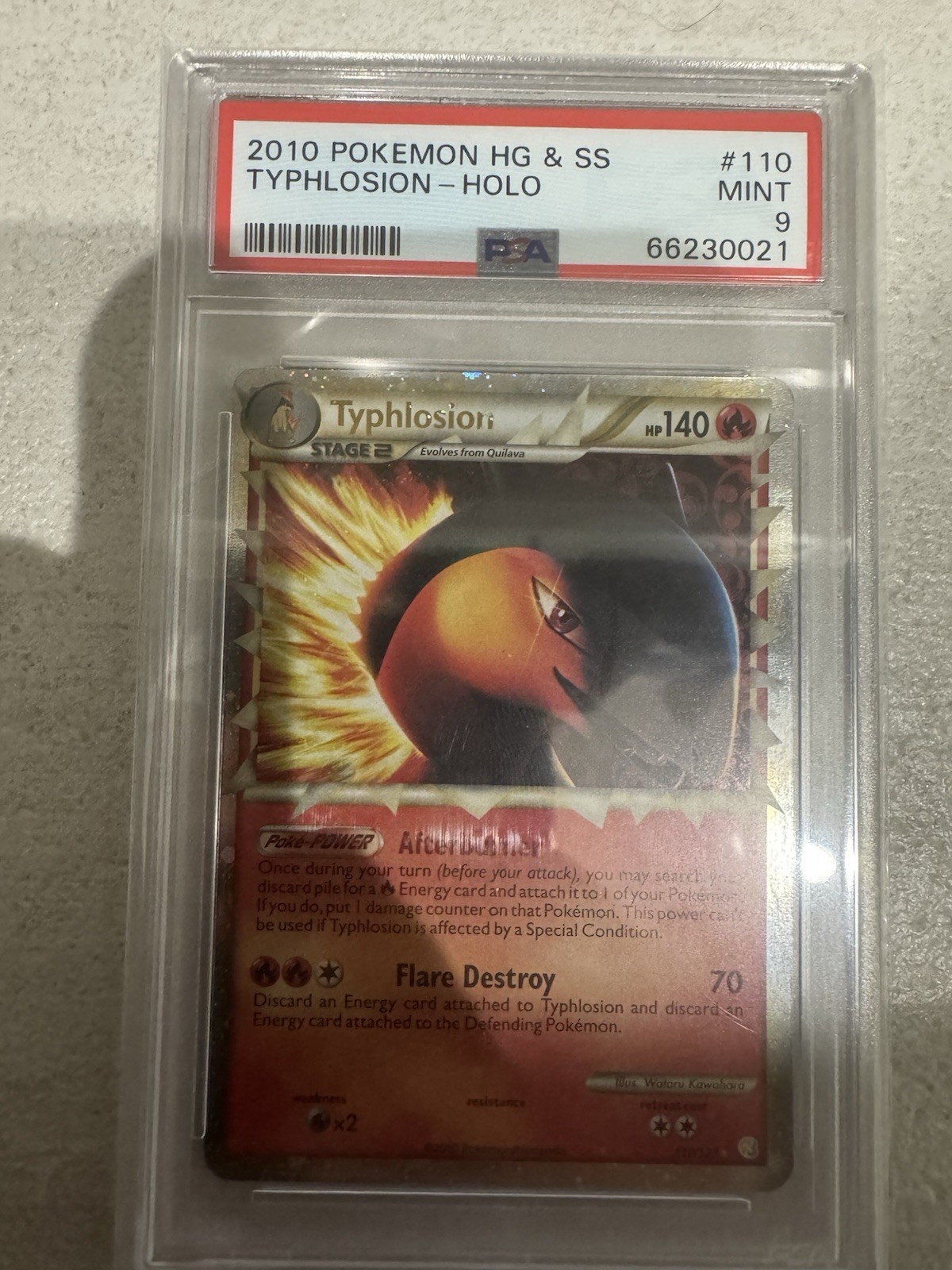 2010 Pokemon PSA 9 Typhlosion Prime - 110/123 HGSS Base MINT