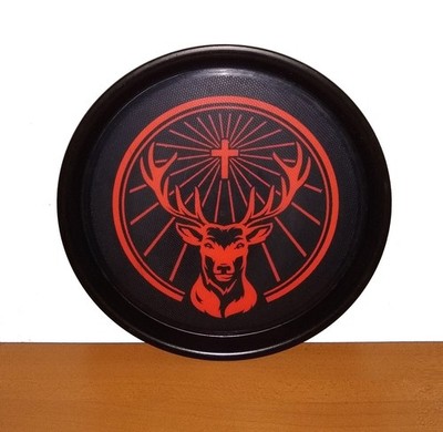 Vintage XXL Jägermeister Tablett Kellner Gastro Kräuterlikör Werbung Ø 37 cm