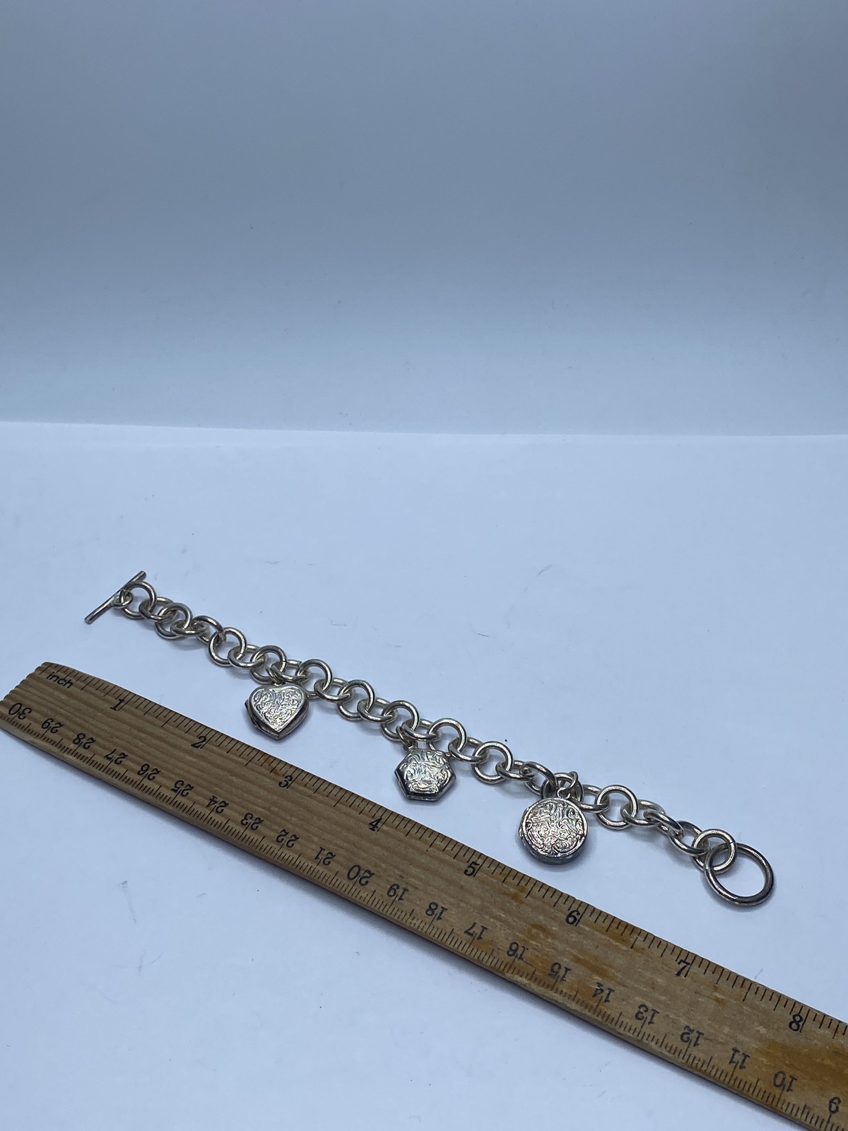Sterling Silver Multi Charm Lockett Toggle Bracel… - image 6