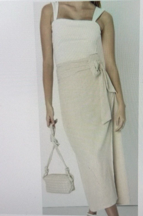 LULUS Ivory Wheat Linen Blend Wrap Around Long Lined Midi Skirt Women Sz Large L