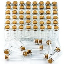 60 Pcs 10ml Small Glass Bottles With Cork Stopper Diy Mini Glass Jars Tiny Clear