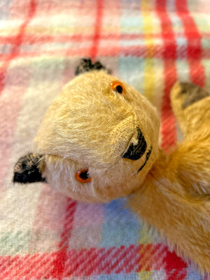Chad Valley ''Hygienic Toys'' Mohair Handpuppe Bär um 1950 - beschriftet England