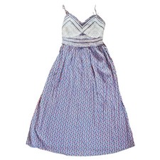 Old Navy Maxi Dress M Blue Floral Smocked Pockets Boho Festival Fairycore Y2K