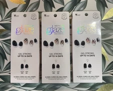 3 Pack Dashing Diva Glaze Semi-Cured Gel Nail Strips Lot of 3 32 Count in Each