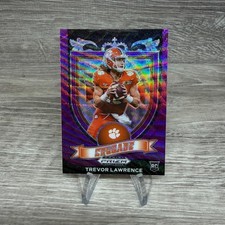 2021 Prizm Draft Trevor Lawrence Purple Wave Crusade Rookie Card RC #161. rookie card picture