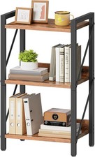 Bookshelf 3-Tier Industrial Bookcase Book Shelf Storage Organizer Small