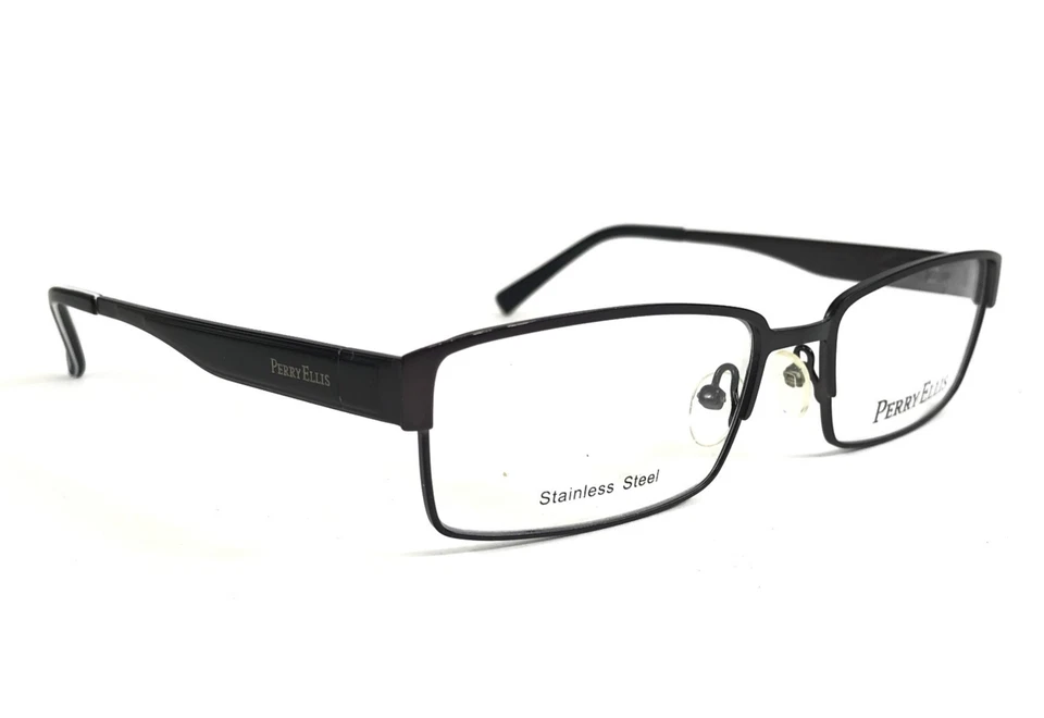 Monturas para gafas Perry Ellis PE314-3 borde de alambre rectangular de metal oscuro 55-17-135 Foto 3 de 4