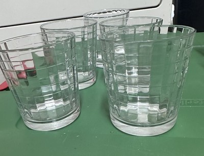 5 PASABAHCE Glasses Scotch Pattern Turkish Optic Window Pane Glasses 4  Unused