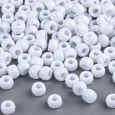 1000 Pcs Pony Beads - White Pony Beads Bulk 6x9 mm Hair Beads Plastic Acryli...