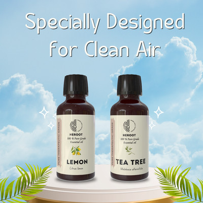 Heroot Clean Air Aromatherapy Combo | Lemon & Tea Tree Essential Oils