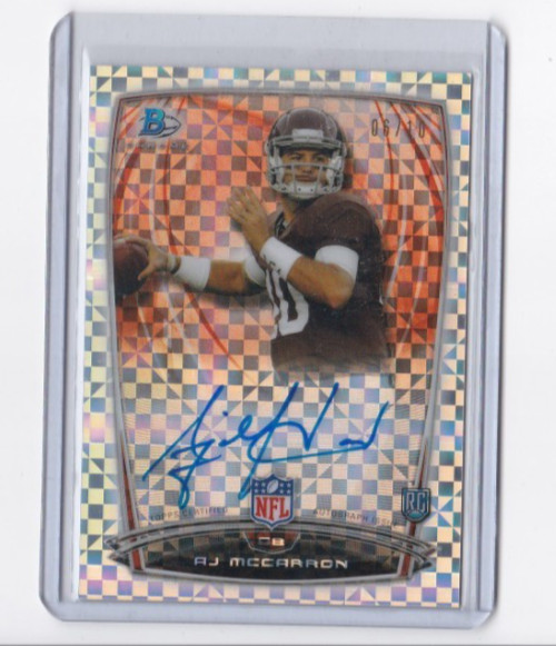 A.J. MCCARRON 2014 BOWMAN CHROME XFRACTOR PARALLEL AUTOGRAPHED ROOKIE-#/10