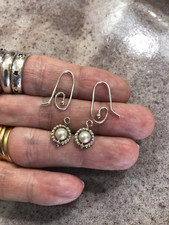 PANDORA Sterling Silver 925 Beaded Pearl Ornament Compose Hook Earrings ??290618