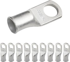 2 AWG 3/8 Stud Tinned Copper Wire Lugs, Heavy Duty Battery Cable Ends