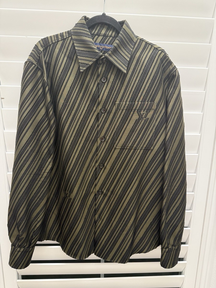 Louis Vuitton Cotton Jacquard black green striped shirt M | eBay
