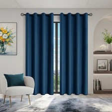 Blackout Door Curtains Ready Made Single Panel Thermal Eyelet Ring Top Drapes UK