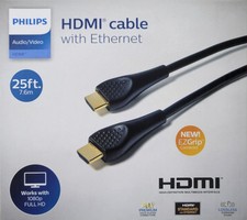 Philips 25' HDMI High Speed Cable with Ethernet - Black Gold Plated Ends EZ Grip