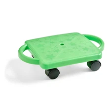 Green Indoor Scooter Board with Handles, Sit down Floor Scooter, Gym Activities 