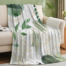 Pdvbiee Sage Green Leaf Throw Blanket Mid-Century and 50"Wx60"L,