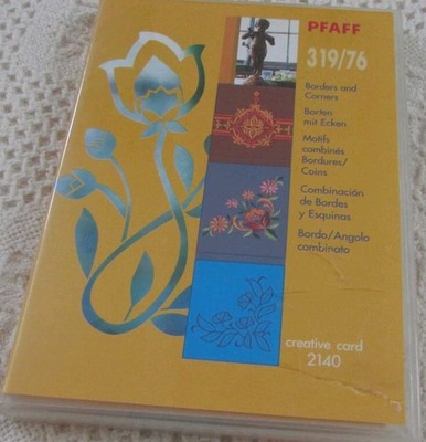 PFAFF 2140/44/70 BORDERS and CORNERS #319 Creative Card/Case/Leaflet VG Used
