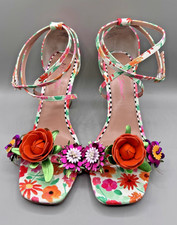 Betsey Johnson-Erikk Floral Ankle Strap Heels Sandals/Shoes Sz US Women's 9.5