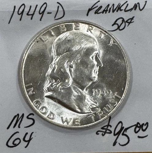 1949-D Franklin SILVER Half Dollar Brilliant XF/AU Complete Your Album!