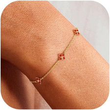 Valentines Day Birthstone Gold Bracelets for Women Non Tarnish 14K Gold Plated C
