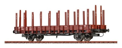 BRAWA 50492 HO Scale Two Axle Flatbed Car with Racks Ndk CSD Era III