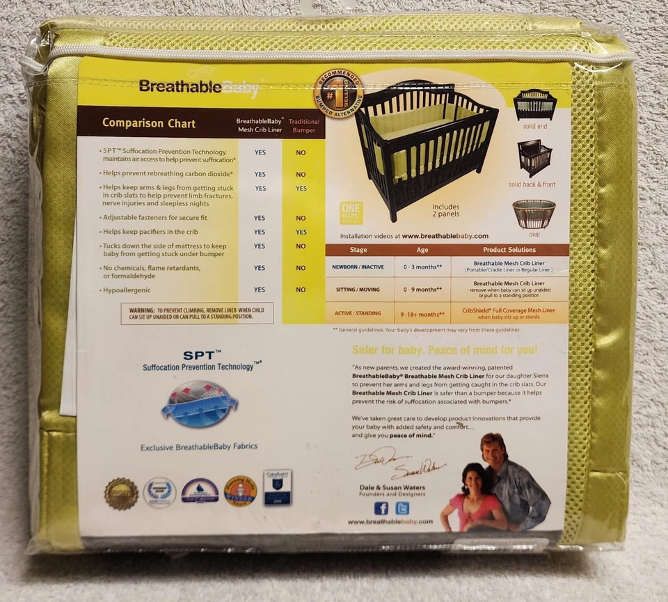 BreathableBaby Mesh Crib Liner 10125 Soft Lime Case KU03 NIP New - Image 2 of 3