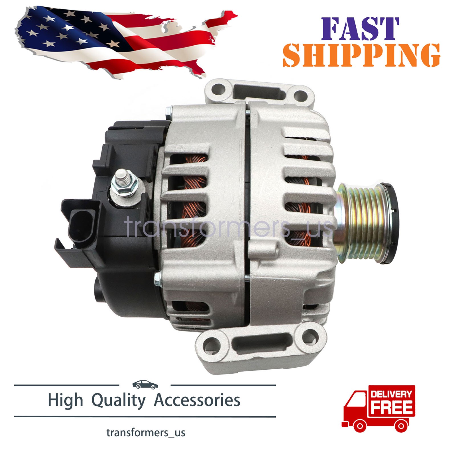 Alternator For Mercedes Sprinter 2500 200 Amp 12 Volt CW 6-Groove Clutch Pulley